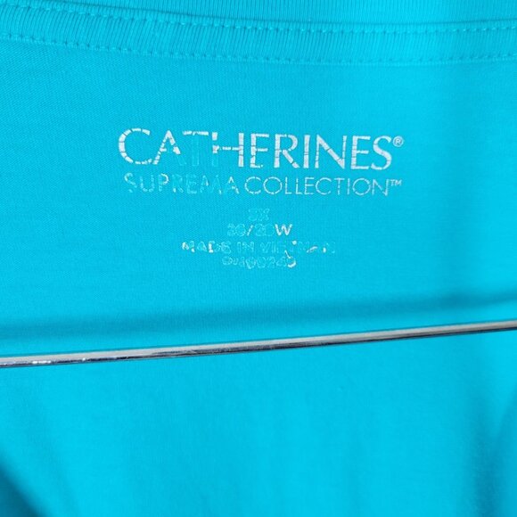 Catherines Women Top 3X Plus Tunic Lace Up Short Sleeve Blue BLU228E - Picture 6 of 8